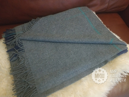 Плед из 100% овечьей шерсти 150x200 см. MONGOLTEXTILE (Монголия) - темно-серый (MT-082)