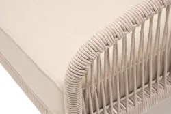 "Канны" диван модульный плетеный из роупа, каркас алюминий белый, роуп бежевый круглый, ткань бежевая 15052