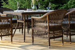 "Амароне" обеденная группа из искусственного ротанга на 6 персон, цвет коричневый