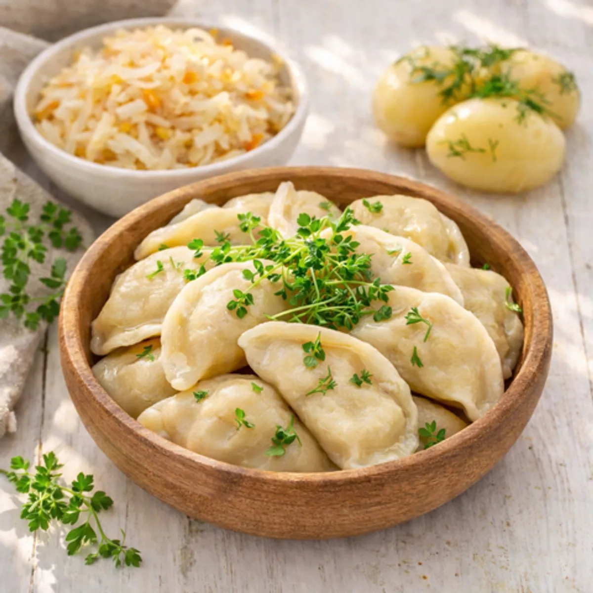 Фотография Вареники пост с капустой и картошкой / 500 гр купить в магазине Афлора