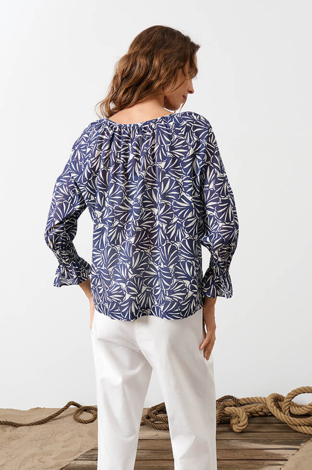 22988 Блузка женская (синий принт)