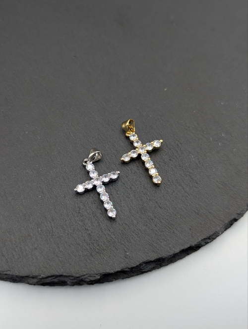 Подвеска крест с фианитами