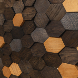 Деревянная мозаика для стен Wood Mosaic Соты спил