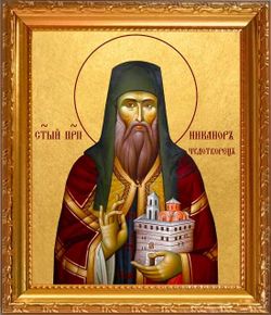 Никанор Чудотворец Преподобный. Икона на холсте в раме.