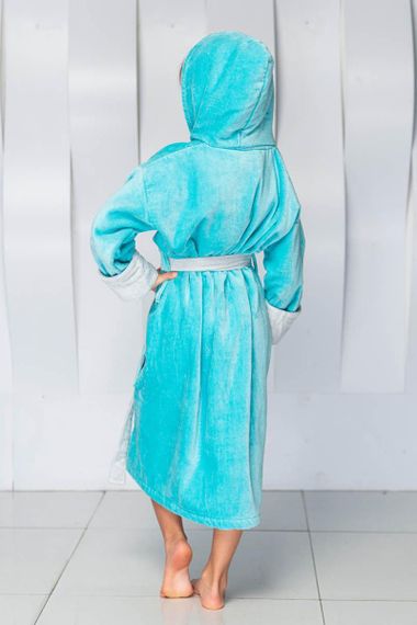 Халат детский Unicorn с вышивкой с капюшоном "Polens" Бирюзовый