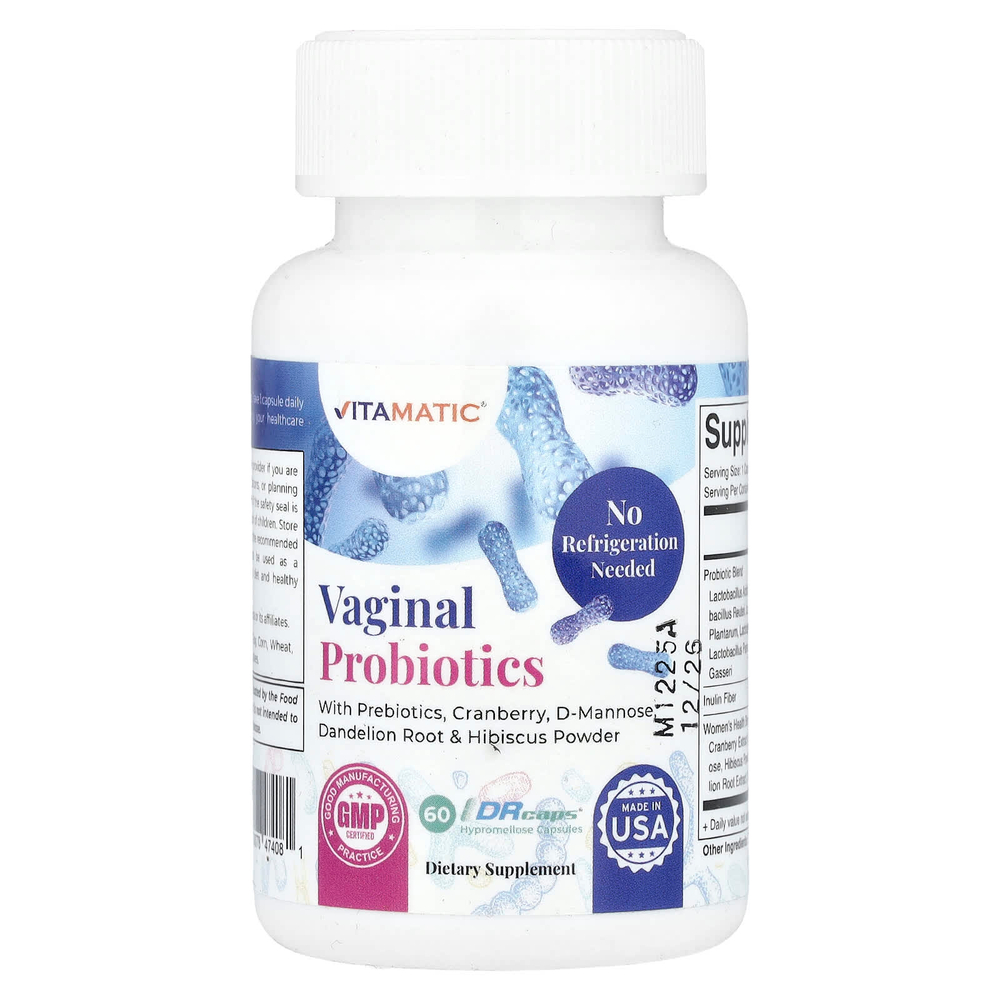 Vitamatic, Вагинальные пробиотики, 60 капсул с гипромеллозой Drcaps®
