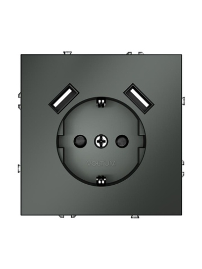 Розетка 1-м СП S70 16А с USB A+A с заземл. защ. шторки механизм титан Voltum VLS040406