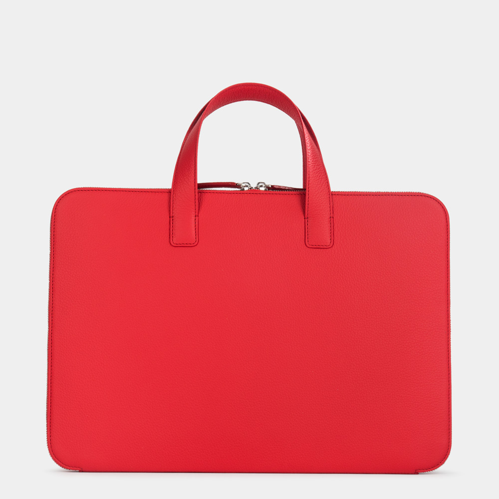 Сумка для MacBook Pro 16 - 17 с карманами из кожи теленка, красного цвета