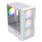 Корпус BaseTech eXtreme GFX-06, Без БП, mATX, белый, 4xFRGB FAN, 2xUSB2, 1xUSB3, бок: закалённое стекло (BT-GFX-06W-MESH-4F-RGB)