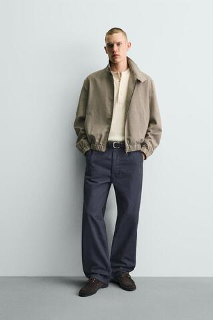 ZARA БРЮКИ ЧИНОС RELAXED FIT С ХЛЯСТИКАМИ, СИНИЙ