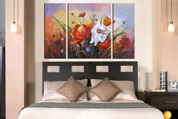 Модульная картина "Полевые цветочки"