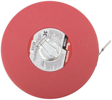 Рулетка, фибергласовая лента, красный пластиковый корпус 50 м