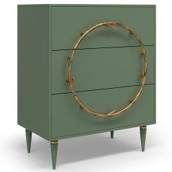 Комод Арт Колор matte Классик Голд с 3 ящиками Зеленый нефрит матовый