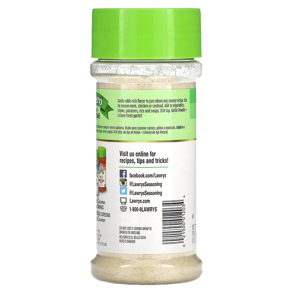 Lawry's, Casero, чесночный порошок, 240 г (8,5 унции)