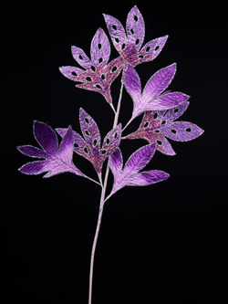 Веточка с листьями 36х74см ChristmasDeLuxe фиолетовая