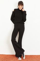 Qadın üçün trapes, qara şalvar 1008W1014