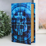 Сейф-книга дерево кожзам "Биткоин" 21х13х5 см.