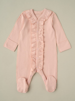 Комбинезон и чепчик с рюшами, Пудровый