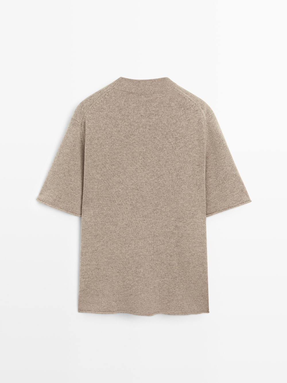 Massimo Dutti Свитер оверсайз из 100% шерсти с короткими рукавами, кротово-коричневый