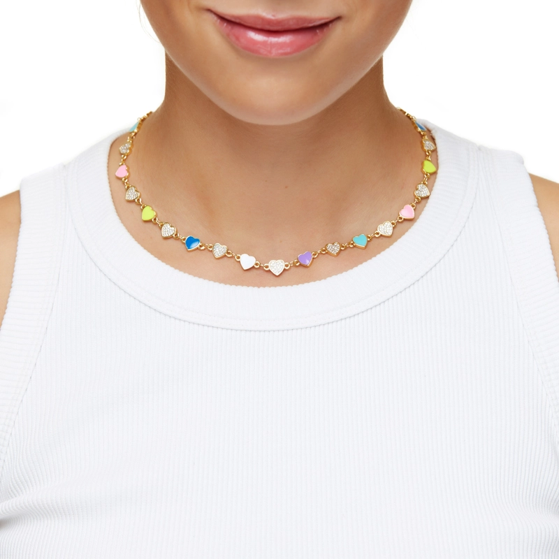 Колье Многоцветные Сердца