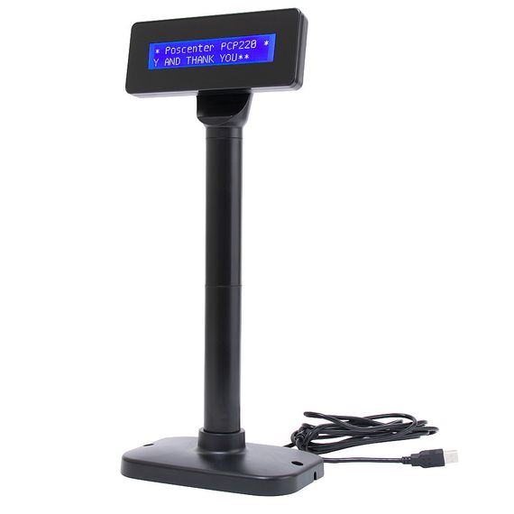 Дисплей покупателя Poscenter PCP220 (бело-голубой ЖКИ), подставка, USB кабель 3.0 м., черный