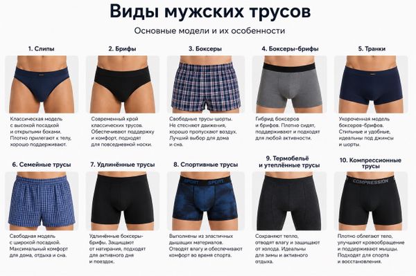 Виды мужских трусов: 10 основных моделей по выбору Виды мужских трусов: 10 основных моделей по выбору