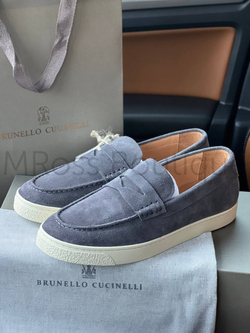 Лоферы Brunello Cucinelli мужские замшевые серого цвета