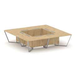 Steel Meet Стол переговорный квадратный KD-PR.B.SP-16K Тиквуд Светлый/Металл Серый 3200*3200*750