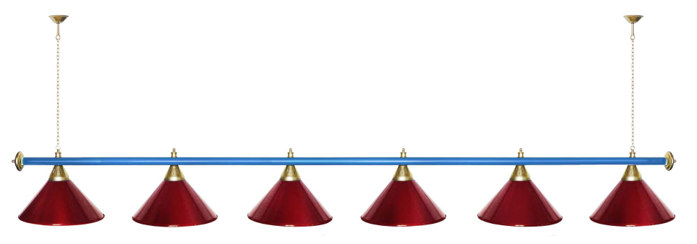 Лампа STARTBILLIARDS 6 пл. (плафоны зеленые,штанга зеленая,фурнитура золото)