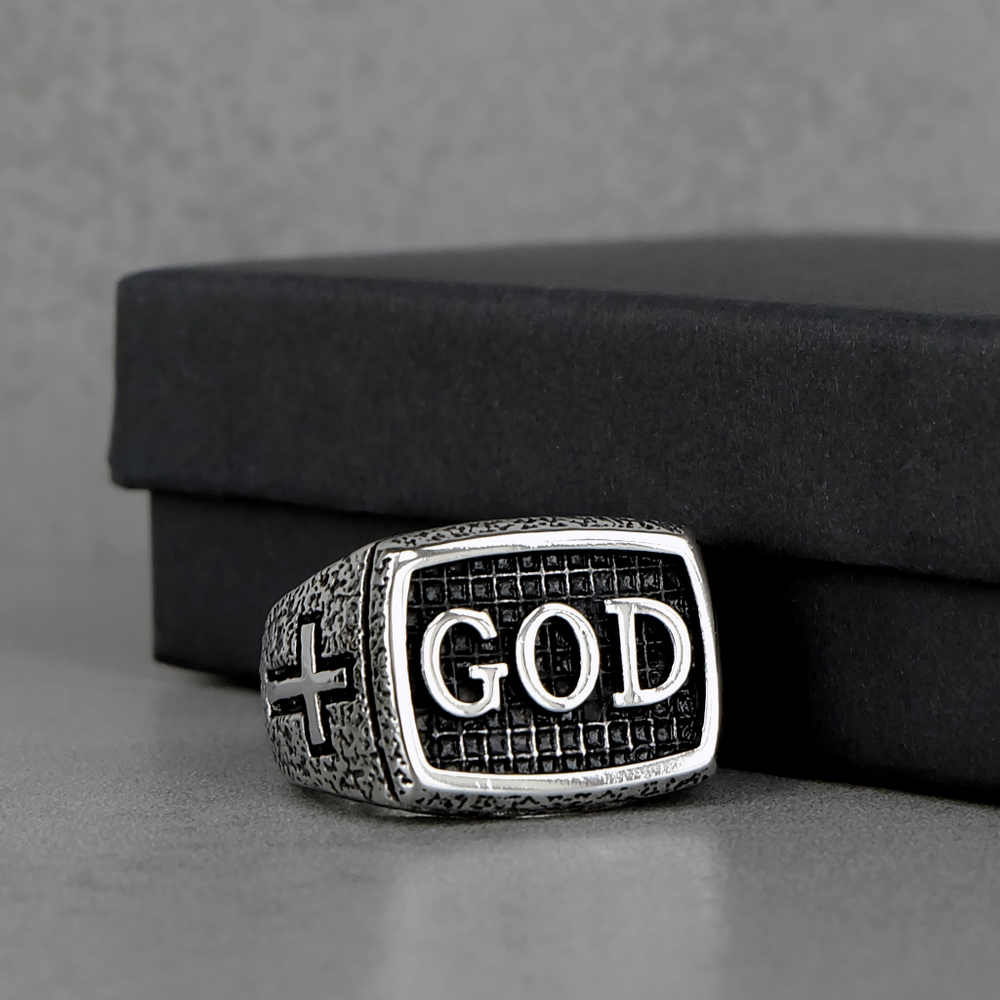 Печатка из стали "God"
