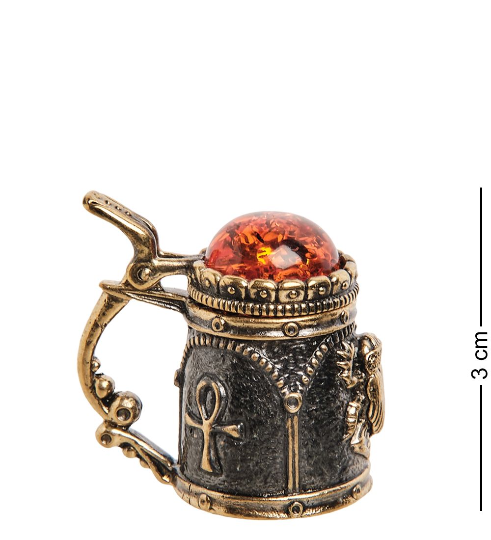 AM- 628 Наперсток «Кружка скарабей» (латунь, янтарь)