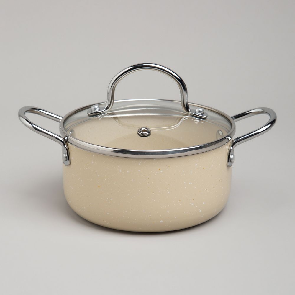 КАСТРЮЛЯ AGNESS С АНТИП. ПОКР. И СТЕКЛ. КРЫШКОЙ 950 МЛ, 14*7 СМ