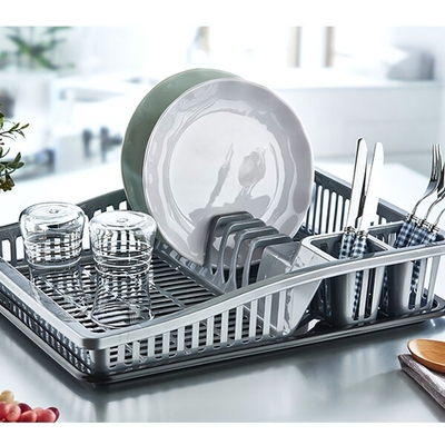 Сушка для посуды "Степ" маленькая черная-серебро