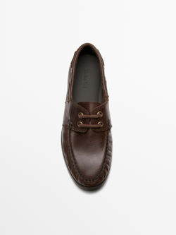 Massimo Dutti Промасленные кожаные туфли для яхтинга, коричневый