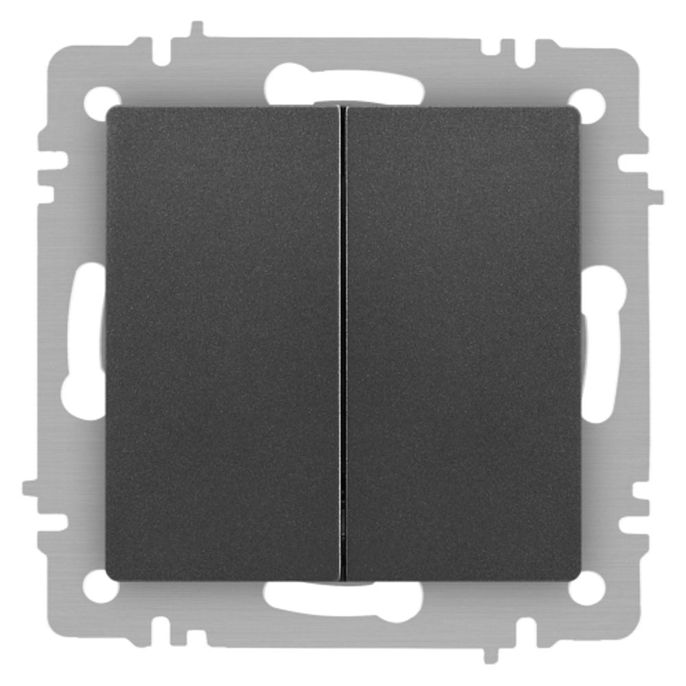 Выключатель Intro Accent 6-104-07 двойной, 10А-250В, IP20, СУ, AL/CU, графит | Intro