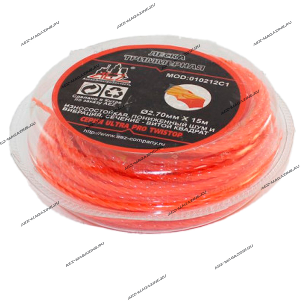 Леска триммерная AEZ серии ULTRA PRO Twistop, сечение-витой квадрат 2,70мм(15м)