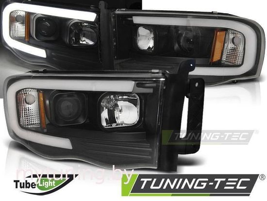 Передние фары TUBE LIGHT BLACK для Dodge Ram 02-06