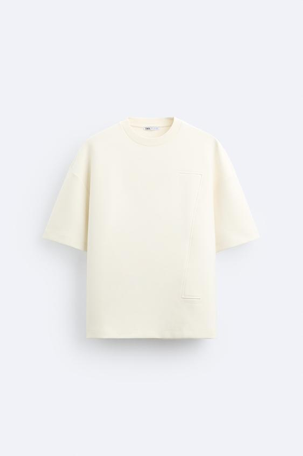 ZARA ФУТБОЛКА С РЕЛЬЕФНОЙ НАДПИСЬЮ, ЖЕЛТОВАТО-БЕЛЫЙ