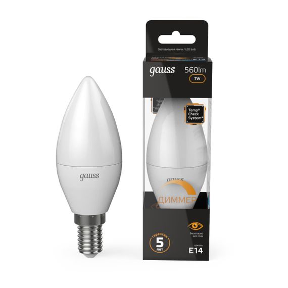Лампа светодиодная Gauss E14 6.5W 3000К матовая 103101107