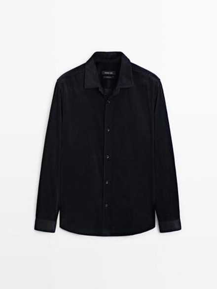 Massimo Dutti Вельветовая куртка-рубашка классического кроя, темно-синий