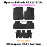 Автомобильные коврики ЭВА с бортами для Hyundai Palisade I (LX2) 18-24г. Для 3-х рядов