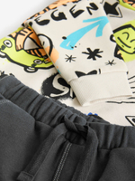 Толстовка с капюшоном и брюки в комплекте для мальчика Next B65-405, Молочный, Темнор-серый