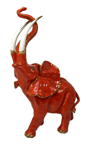 Слон. Статуэтка. Италия: C.Villari. Фарфор, ручная роспись. Размер: 25 х 13.5 х 40 см.