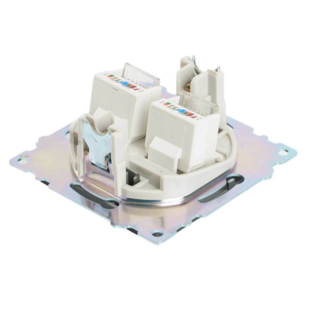 Розетка компьютерная 2-местная RJ-45 (механизм) STEKKER GLS00-7109-06 , серия Катрин, графит 50008