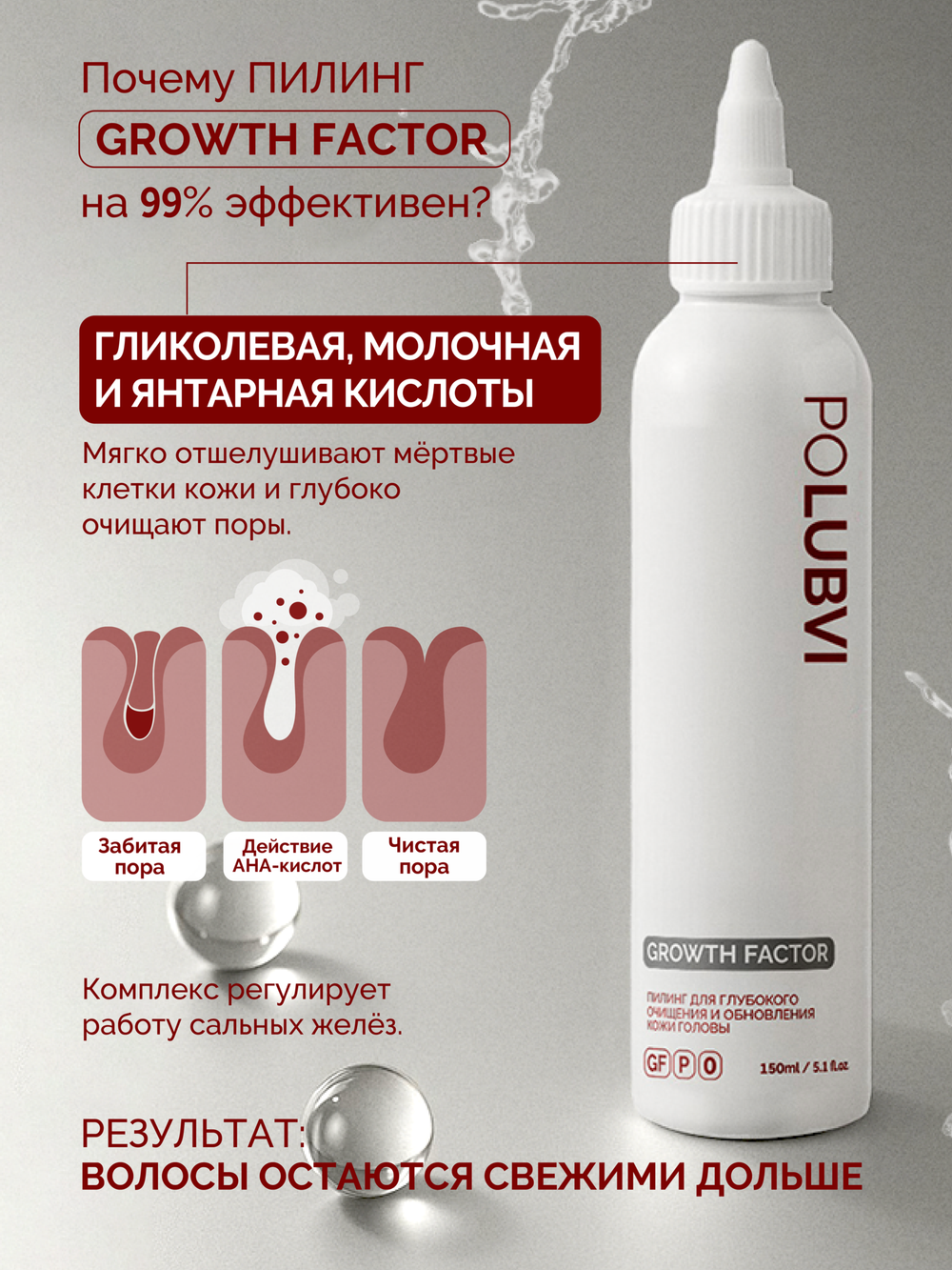 Пилинг для глубокого очищения и обновления кожи головы GROWTH FACTOR