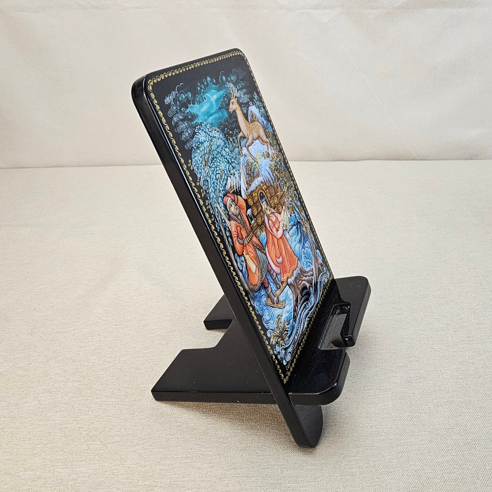 Сувенирная подставка для телефона с росписью Палех "Серебряное копытце"