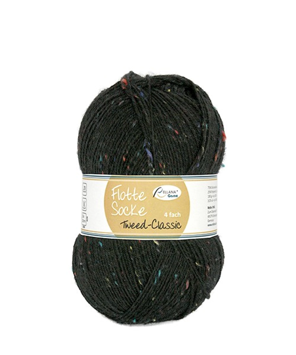 Пряжа Rellana Flotte Socke 4f. Tweed-Classic (1503/Обсидиан)