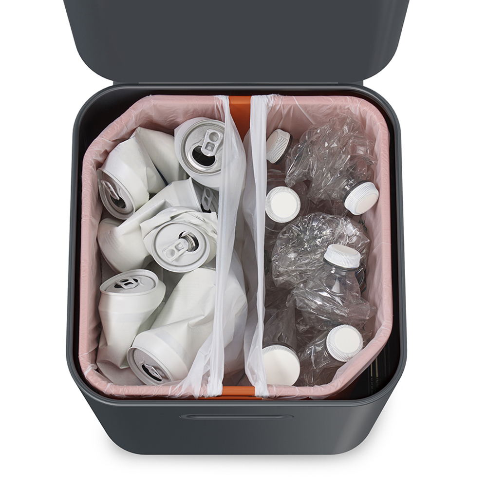 Контейнер для мусора с двумя баками totem compact, 40 л, графит