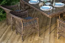 "Амароне" обеденная группа из искусственного ротанга на 6 персон, цвет коричневый