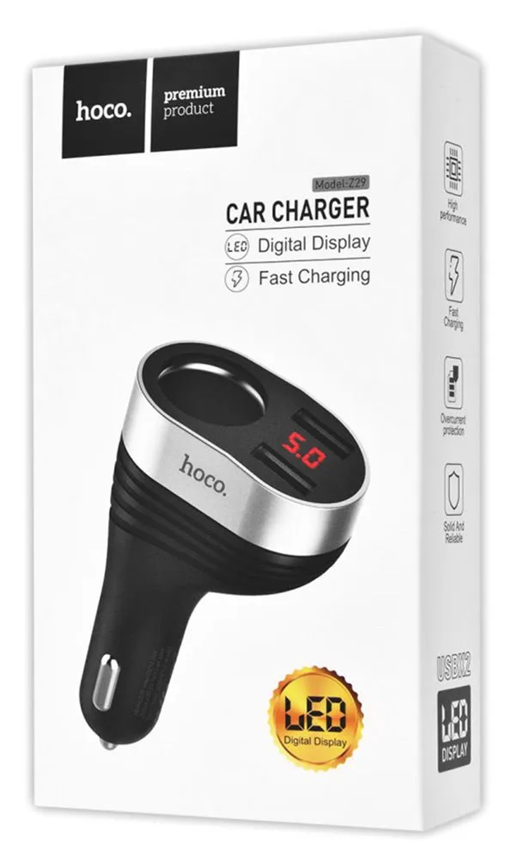 АЗУ HOCO Z29 Regal digital display cigarette lighter car charger